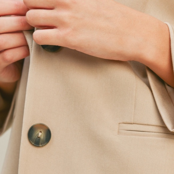 BOYFRIEND BLAZER BUTTON JACKET- TAUPE KHAKI - Picture 2 of 2